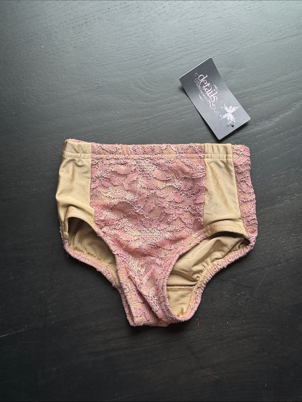 Details™ Pink and Tan Lace Dance Briefs for Kids
